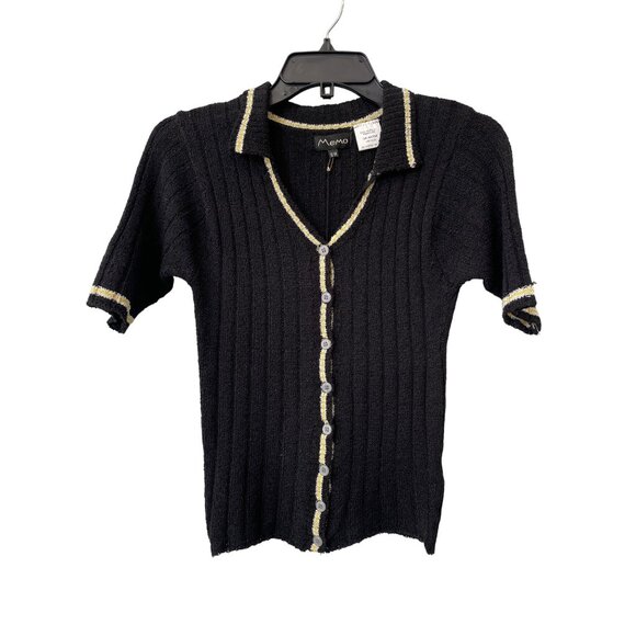 Vintage 90s MeMo Cardigan Sweater Size Small/Medium Short Sleeve Deadstock NEW - Picture 1 of 6